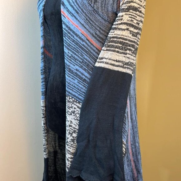 Elan Women's SZ LG Long Multicolor Open Faced Duster Asymmetrical Hem BoHo Hippi - Picture 5 of 10